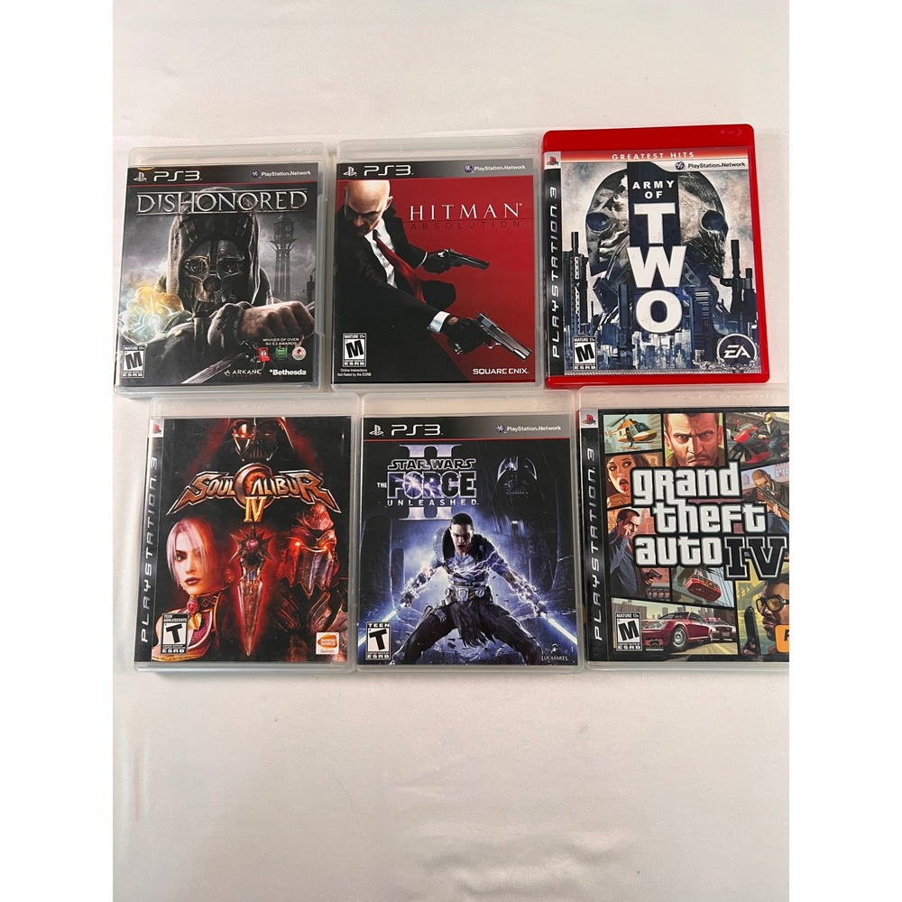 PlayStation 3 PS3 Games Lot of 6 GTA IV Star Wars Hitman Dishonored SoulCalibur